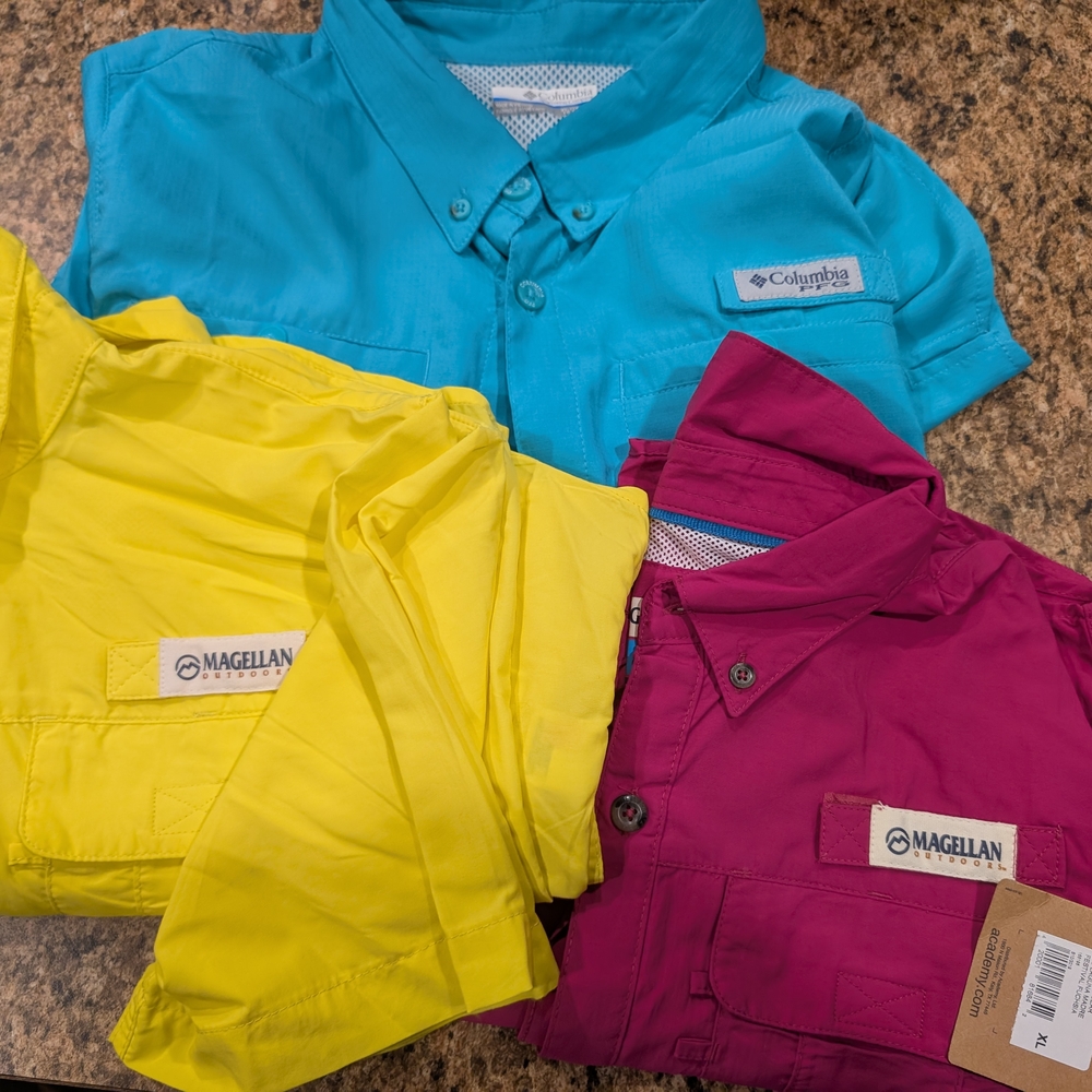 Magellan Outdoors Kids Button Down Shirts - Yellow and Pink